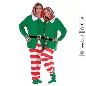 Adult Elf Onesie Holiday Costume Size L/XL